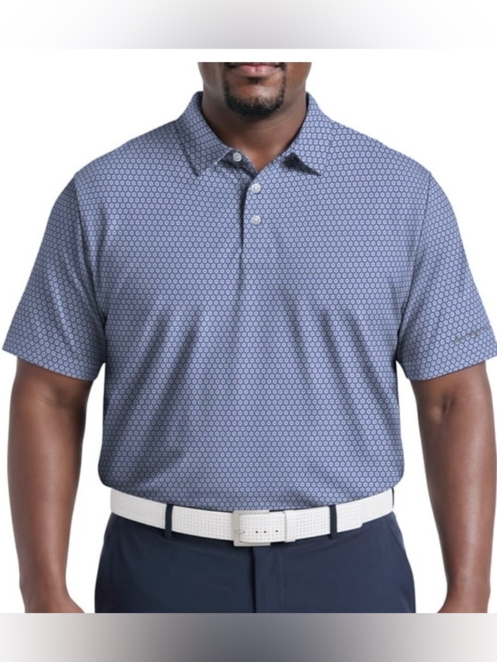 Ben Hogan Men's Size 2XL (44/46)Blue Micro-Floral Pattern Golf Polo Shirt New